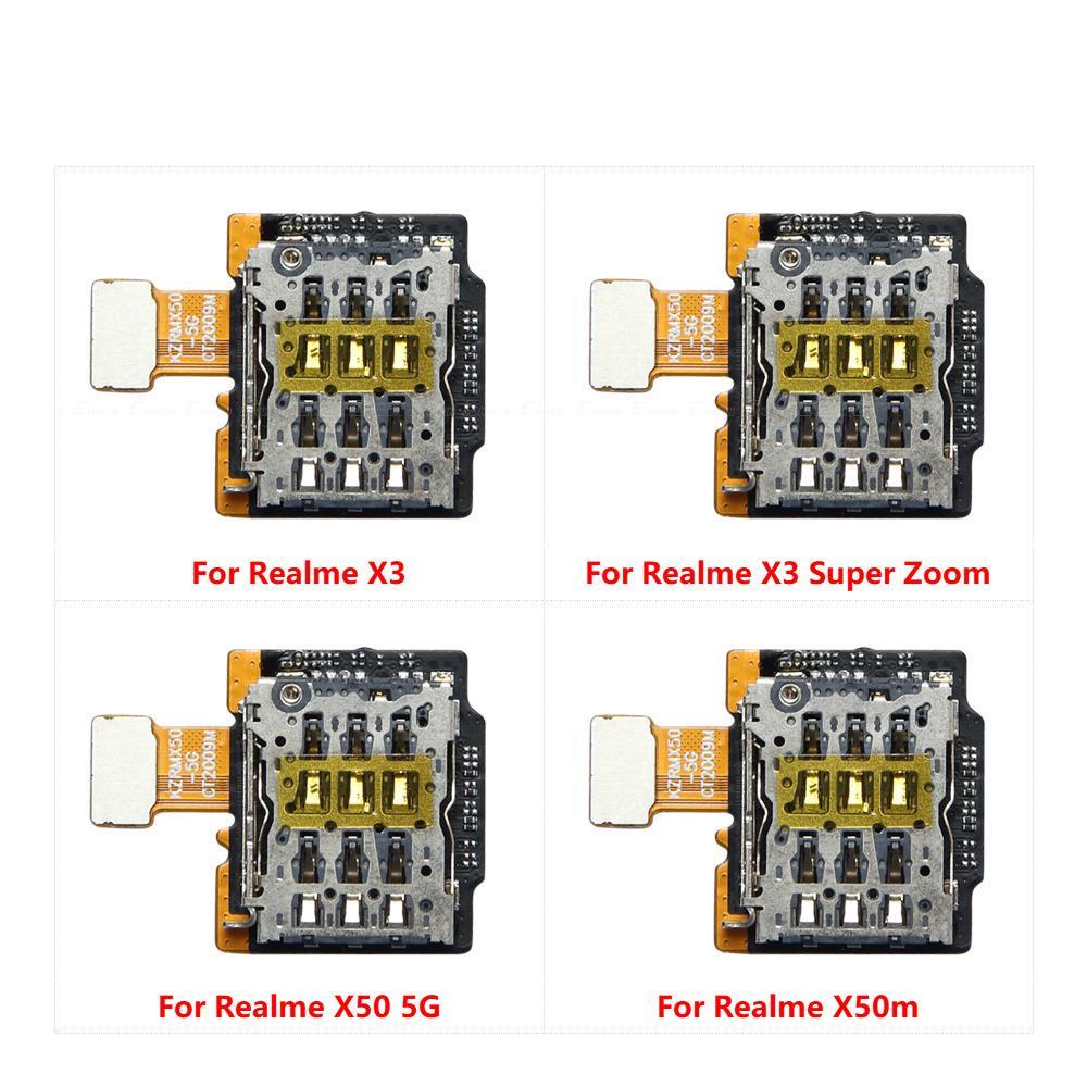 ซิมการ์ดถาดผู้ถือซ็อกเก็ต Flex Cable Parts สําหรับ OPPO Realme X3 Super Zoom X50 X50m 5G