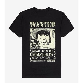 เสื้อยืด พิมพ์ลายโปสเตอร์ One Piece Luffy Live Action Wanted