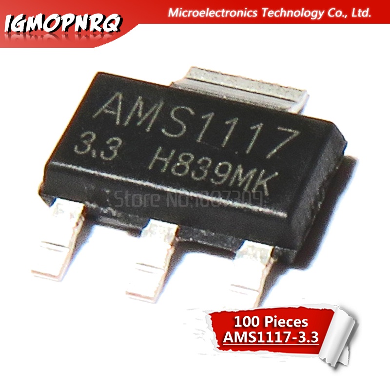 รีกูลาโต้แรงดันไฟฟ้า AMS1117-3.3 AMS1117 3.3V 1A SOT-223 100 ชิ้น