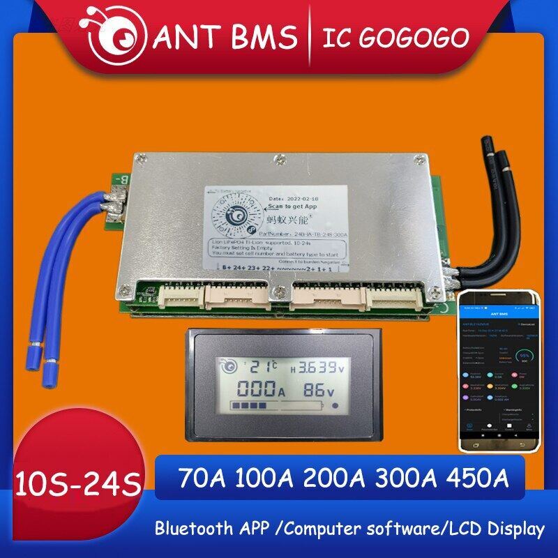 Smart Ant BMS 450A 300A 200A 100A 70A แบตเตอรี่ลิเธียมป้องกันบลูทูธ Li-ion Lipo Lifepo4 LTO 10S ถึง 