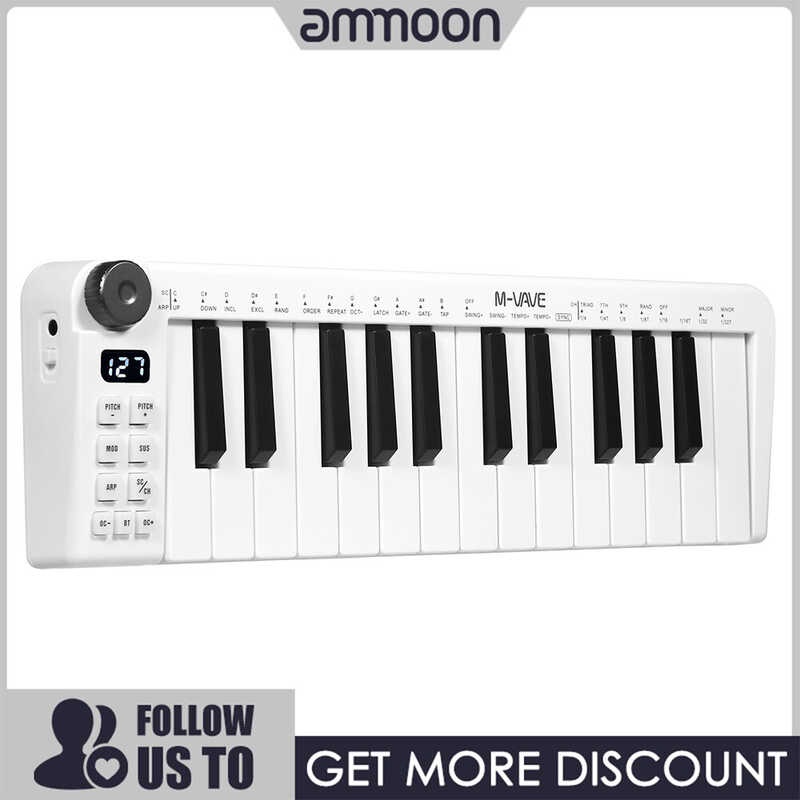 [Ammoon]M-Vave S-25Mini USB Keyboard MIDI Controller With 25 Velocity Sensitive Keys 1 Knob