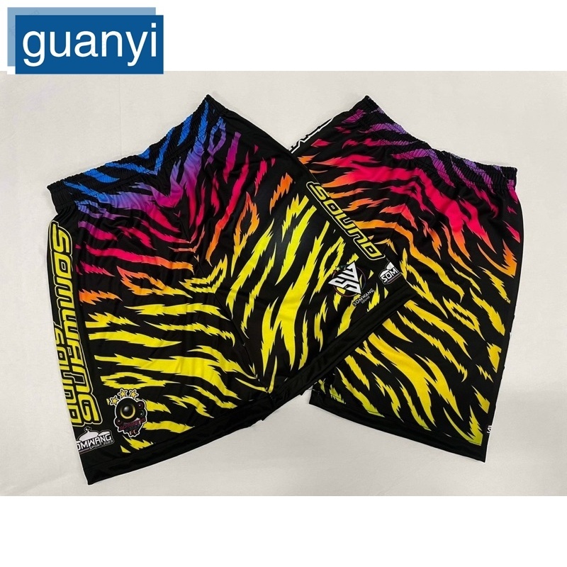 Guanyia กางเกงพิมพ์ลาย สมหวังซาวด์ ดำ-ลายเสือ 🖤🐯💛 เกงบอล เดินสาย