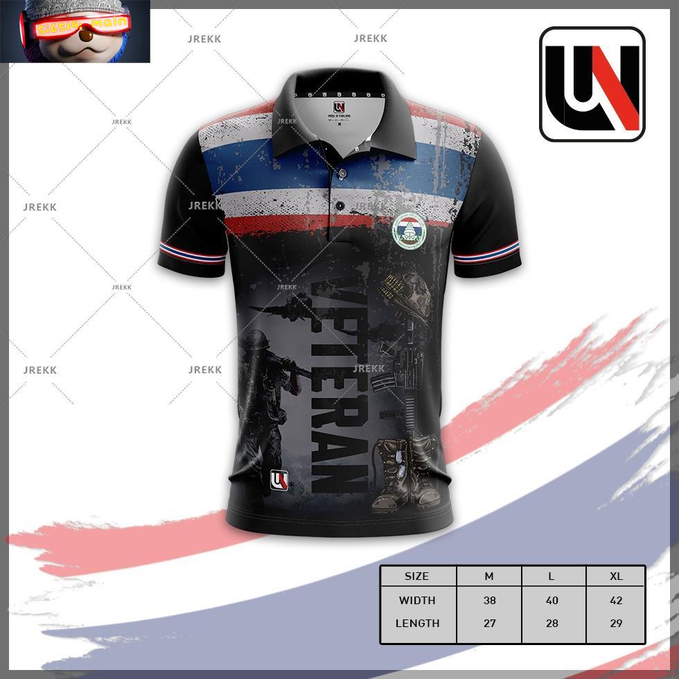 A005 เสื้อคอปกพิมพ์ลายทหารผ่านศึกใส่สบาย ระบายอากาศ