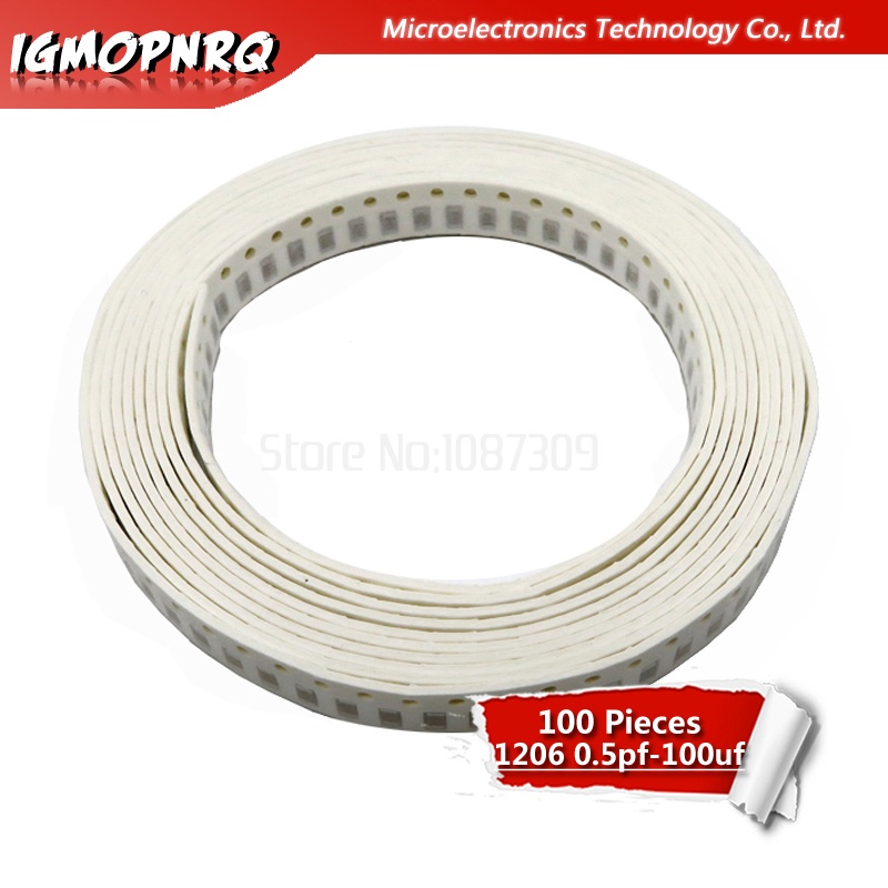 ชิปตัวเก็บประจุเซรามิก 1206 50V SMD IGMOPNRQ 330pF-100uF 10NF 100NF 1UF 2.2UF 4.7UF 10UF 100 ชิ้น