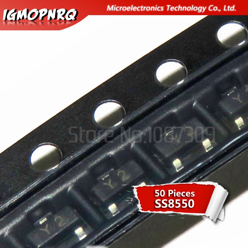 ทรานซิสเตอร์ SS8550 S8550 Y2 BJT 625mW 25V 1500mA SMD SOT23-3 50 ชิ้น
