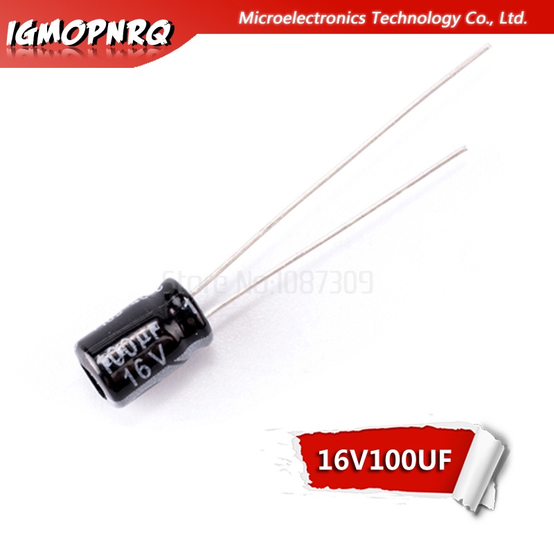 ตัวเก็บประจุอิเล็กโทรไลต์ อลูมิเนียม 16V100UF 5*7 มม. 100UF 16V 5x7 มม. DIP 50 ชิ้น