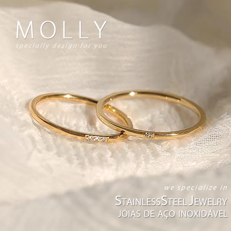 แหวนเรียวสแตนเลสสําหรับผู้หญิง Non Tarnish Gold Plated Hypoallergenic Minimalist สแตนเลสแฟชั่นเครื่องประดับ