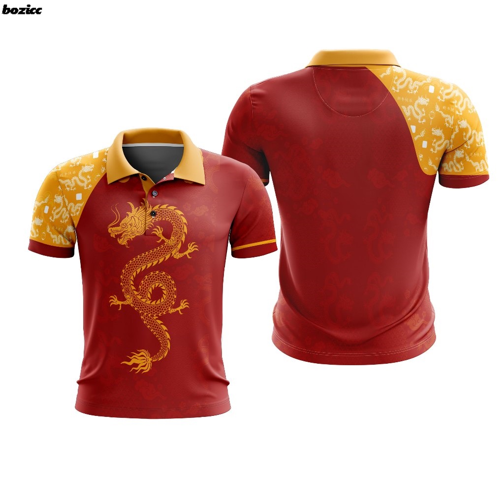 Bozic 2024 เสื้อโปโลลายมังกรจีน