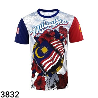 เสื้อยืด แขนสั้น พิมพ์ลายมาเลเซีย | เสื้อยืด Baju Jersi Malaysia Design | ขนาด XS- 3XL