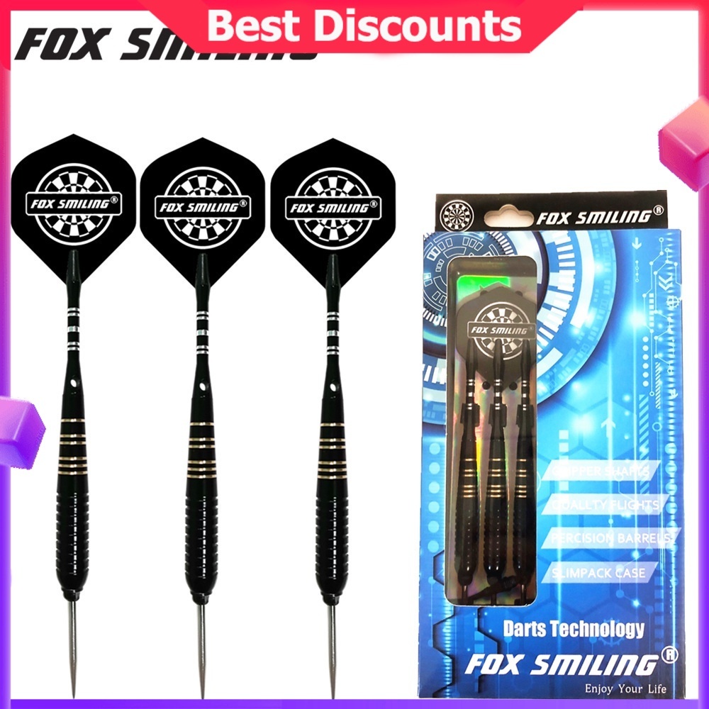 Fox Smiling 3PCS 24g ทองเหลือง Dart Pins เปลี่ยนเคล็ดลับเหล็กพร้อมเพลาอลูมิเนียมใช้สําหรับทั้งเหล็กและ Soft Tip ลูกดอก