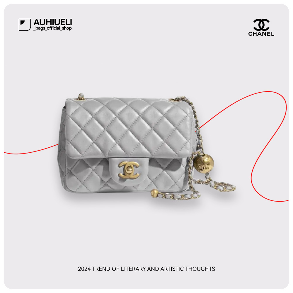 ของแท้ 100% CHANEL Crossbody Bags ช้างสีเทา AS1786-B02916-N6514