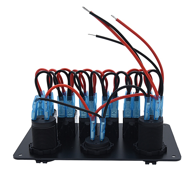 แผงสวิตช์โยก LED 3.1A 6 ช่อง พอร์ต USB คู่ กันน้ํา สําหรับรถยนต์ เรือ เบรกเกอร์ ควบคุมโวลต์มิเตอร์ ดิจิทัล LED - รูปที่ 6