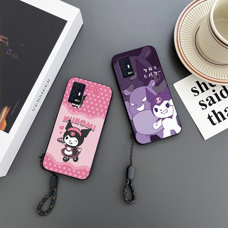 เคสโทรศัพท์มือถือ ลายการ์ตูนคุโรมิน่ารัก พร้อมสายคล้องสั้น สําหรับ ZTE Axon 10 11 11SE 20 30 40 Pro 