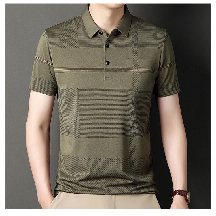 เสื้อโปโลแขนสั้น ทรงหลวม เข้ากับทุกการแต่งกาย สไตล์ฮ่องกง พลัสไซซ์ สําหรับผู้ชายวัยกลางคน