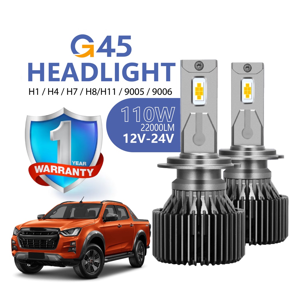 2pcs *รับประกัน 1 ปี* Isuzu D-max ไฟหน้ารถ LED Foglight 110W H4 H7 H8/H11 4300K/6000K Hi/Lo Beam