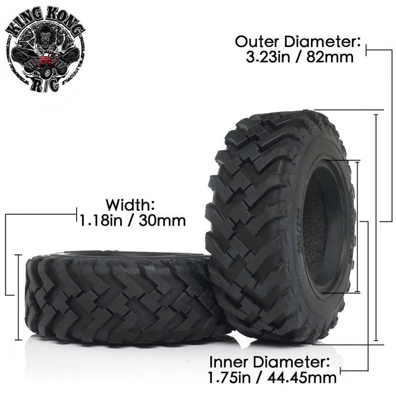 คิงคอง RC สองชิ้น 1.75 "ยางรถบรรทุกสำหรับ 1/12 โซเวียต Zis-151 Ca30 Tamiya 6X6 R / C D-E005