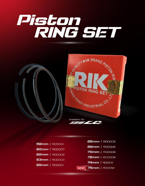 LC135 / Y15 RIK [ RIK ] PISTON RING 57MM 58MM 59MM 60MM 62MM 63MM 65MM 66MM 68MM 70MM 72MM 74MM 75MM