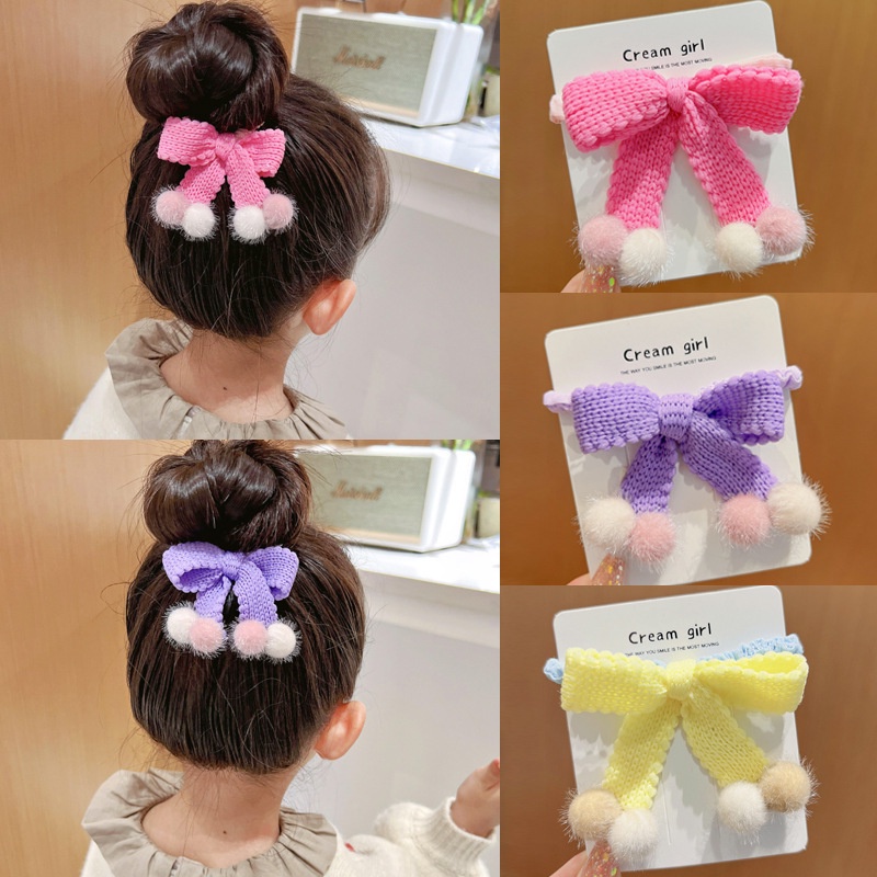 ยางรัดผม ผ้ากํามะหยี่ขนนิ่ม ประดับโบว์ ขนาดเล็ก น่ารัก สําหรับเด็กผู้หญิง จํานวน 1 ชิ้น