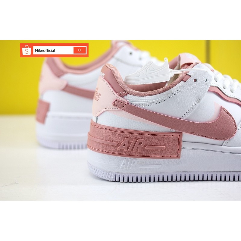 Nike Wmns Air Force 1 Shadow Coral Powder White/Peach ผ้าใบลำลองสำหรับผู้หญิงของแท้ รองเท้า free sh