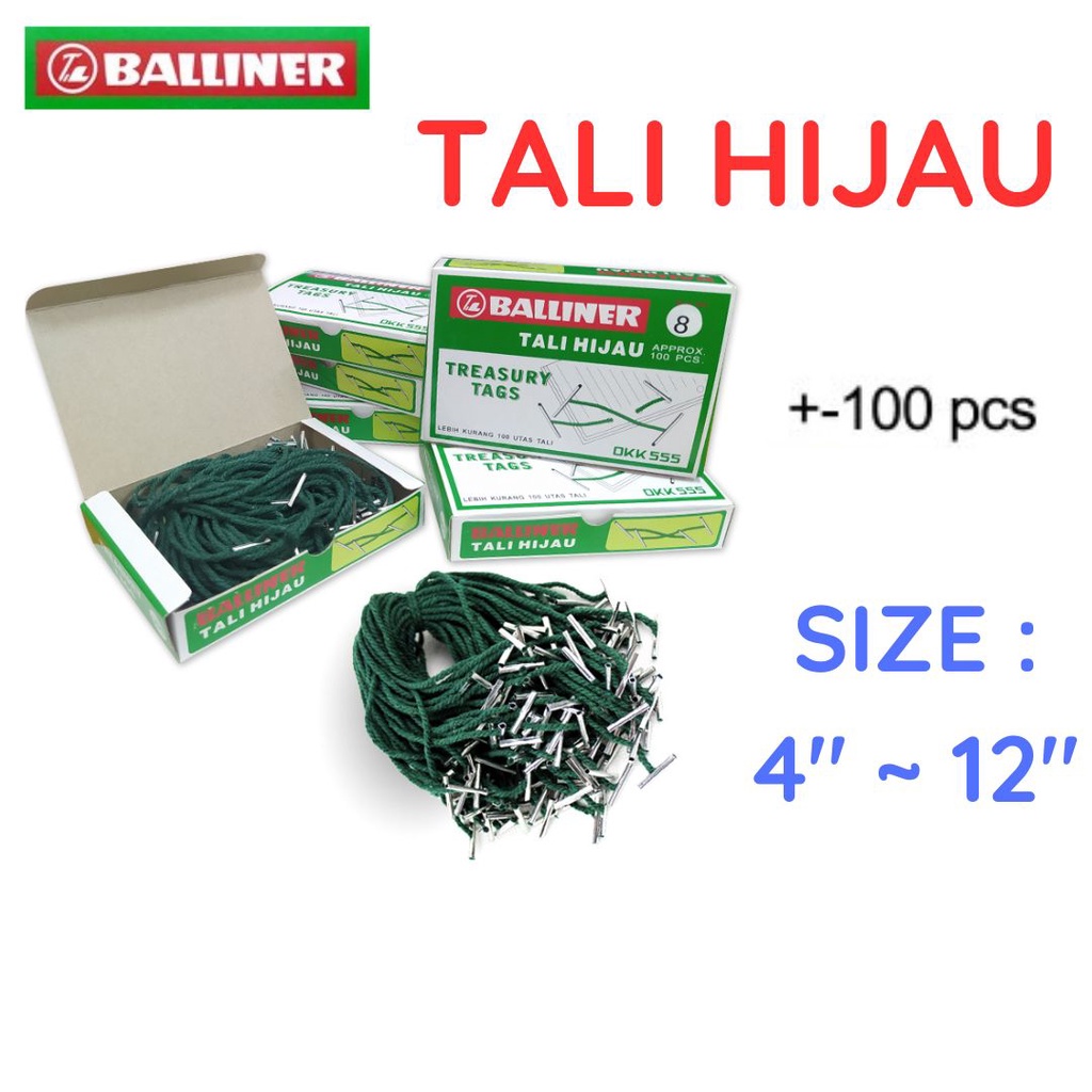 [ BALLINER ] TALI HIJAU / แท็ก TREASURY (4T ~ 12T) / แท็กกระดาษสํานักงาน