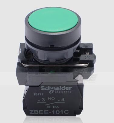 XB5AA31C XB5AA31 = ZB5AA3C + ZB5AZ101C ปุ่มกด พลาสติก ฟลัช เขียว Ø22 คืนสปริง ไม่ทําเครื่องหมาย 1 NO