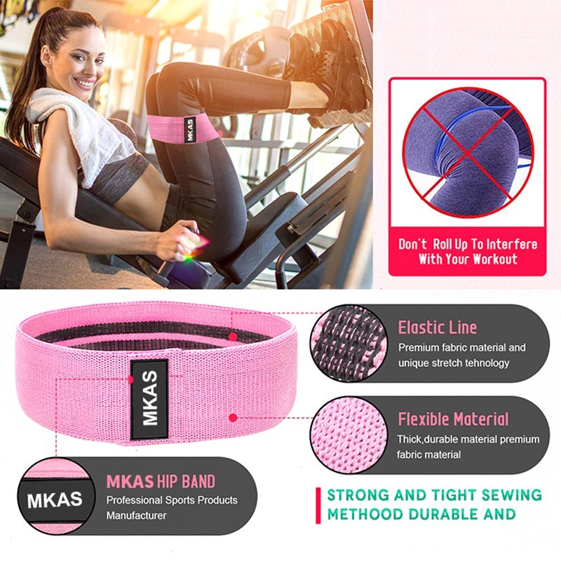 hot🔥การประกันคุณภาพ🔥 import 【3PCS/Set】Hip Resistance Bands Yoga Squat Elastic Band Latex Non-Slip