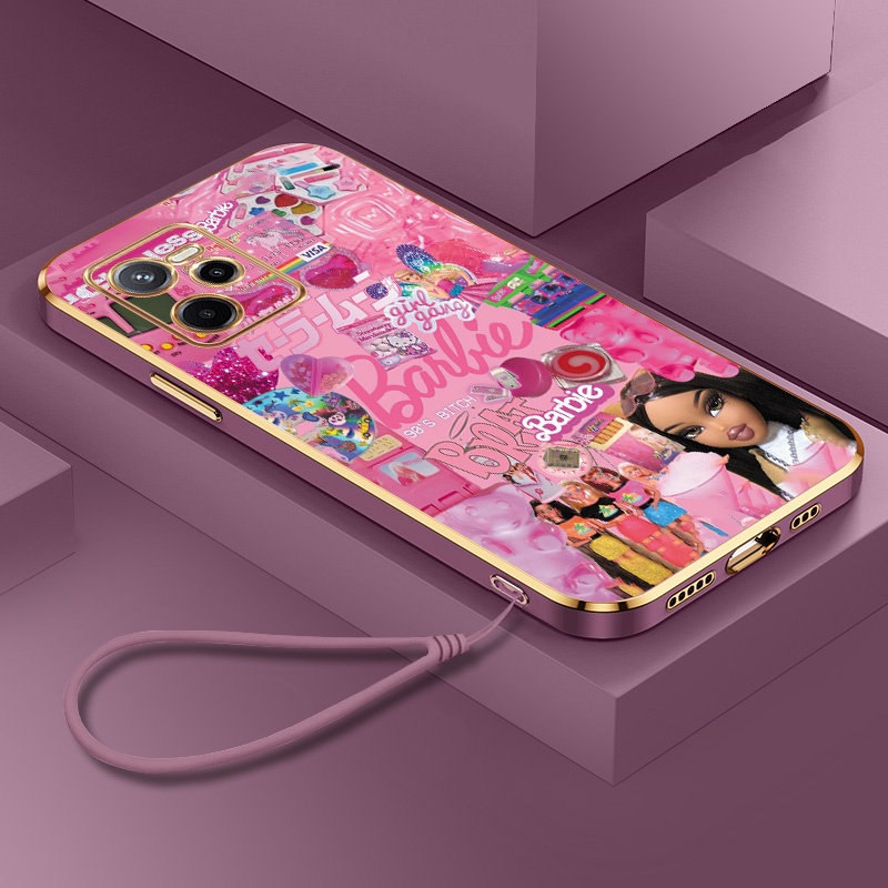 Barbie Realme RMX3516 RMX3511 RMX3581 RMX3690 RMX2180 RMX1941 ปลอกสีการ์ตูนเคสโทรศัพท์ซิลิโคน
