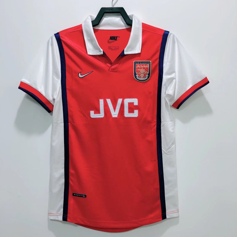 เสื้อกีฬาแขนสั้น ลายทีมชาติอาร์เซนอล Premier League doubles champion Arsenal 98 99 แห้งเร็ว สไตล์เรโทร สําหรับผู้ชาย ไซซ์ S-XXL AAA