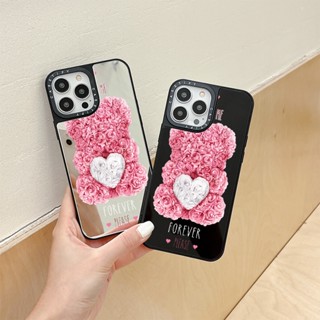 Casetify เคสโทรศัพท์มือถือนิ่ม กันกระแทก ลายหมี ดอกกุหลาบ สําหรับ IPhone 15 14 11 Pro Max 12 13 Mini Case X XR XS Max SE 2020 6 7 8 Plus