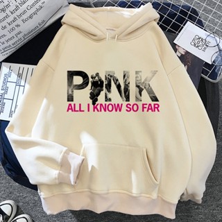 Pink p Nk เสื้อฮู้ดดี้ แขนยาว ผ้าฟลีซ ลายกราฟฟิค ตลก สําหรับผู้หญิง