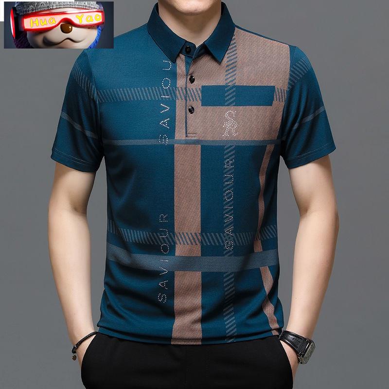 เสื้อโปโลแขนสั้น ผ้าเรยอน ทรงหลวม แบบแห้งเร็ว สไตล์ฮ่องกง สําหรับผู้ชาย