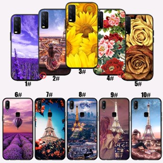 Bo51 เคสโทรศัพท์มือถือ ซิลิโคนนุ่ม ลายหอไอเฟล ปารีส ดอกไม้ สําหรับ Vivo Y11 Y11S Y12S Y12 Y15 2020 Y17 Y19 Y20 Y20i Y20S