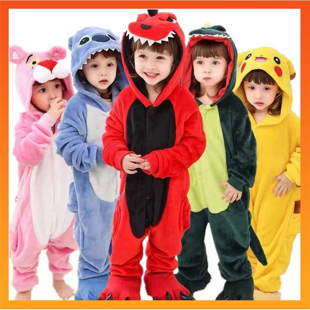 ชุดนอนคอสเพลย์ การ์ตูนไดโนเสาร์ ปิกาจู Stitch Onesies Kigurumi สําหรับเด็กผู้ชาย และเด็กผู้หญิง