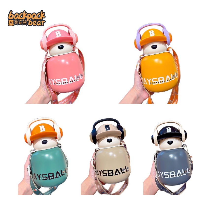 Backpack Bear Chu He ถ้วยฉนวนกันความร้อน สเตนเลส 316 ด้านใน 304 สําหรับเด็กผู้หญิง