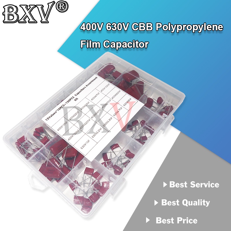 400V 630V CBB 150 ชิ้น/เซ็ตโพรพิลีนฟิล์มตัวเก็บประจุ 0nf-68nf CBB ตัวเก็บประจุ Assortment ชุด 10NF 2