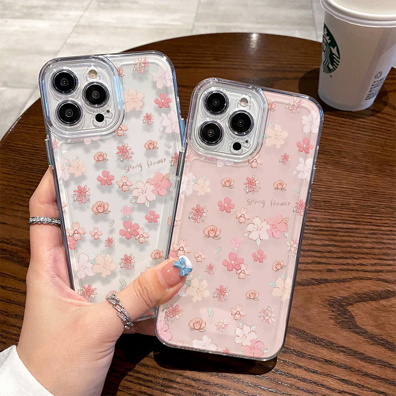 SAMSUNG แฟชั่นดอกไม้สีชมพูสดเคสโทรศัพท์สําหรับsamsung A02 A02S A03 A04 A04S A05 A05S A10 A10S A11A12 A13 A14 A15 A16 A20 A20 A20S A21S A23 M02 M10 นุ่ม