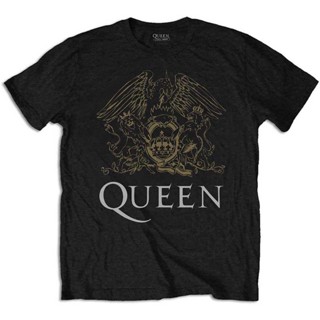 เสื้อยืด พิมพ์ลายโลโก้ Queen Gold Crest Freddie Mercury สําหรับผู้ชาย และผู้หญิง