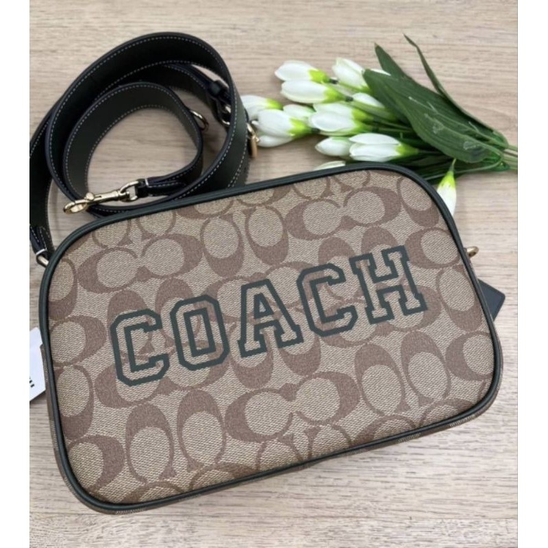 กระเป๋าสะพายNEW Coach #CE599 Jamie Camera Bag In Signature Canvas With Varsity Motif ครอสบอดี้ใบใหญ