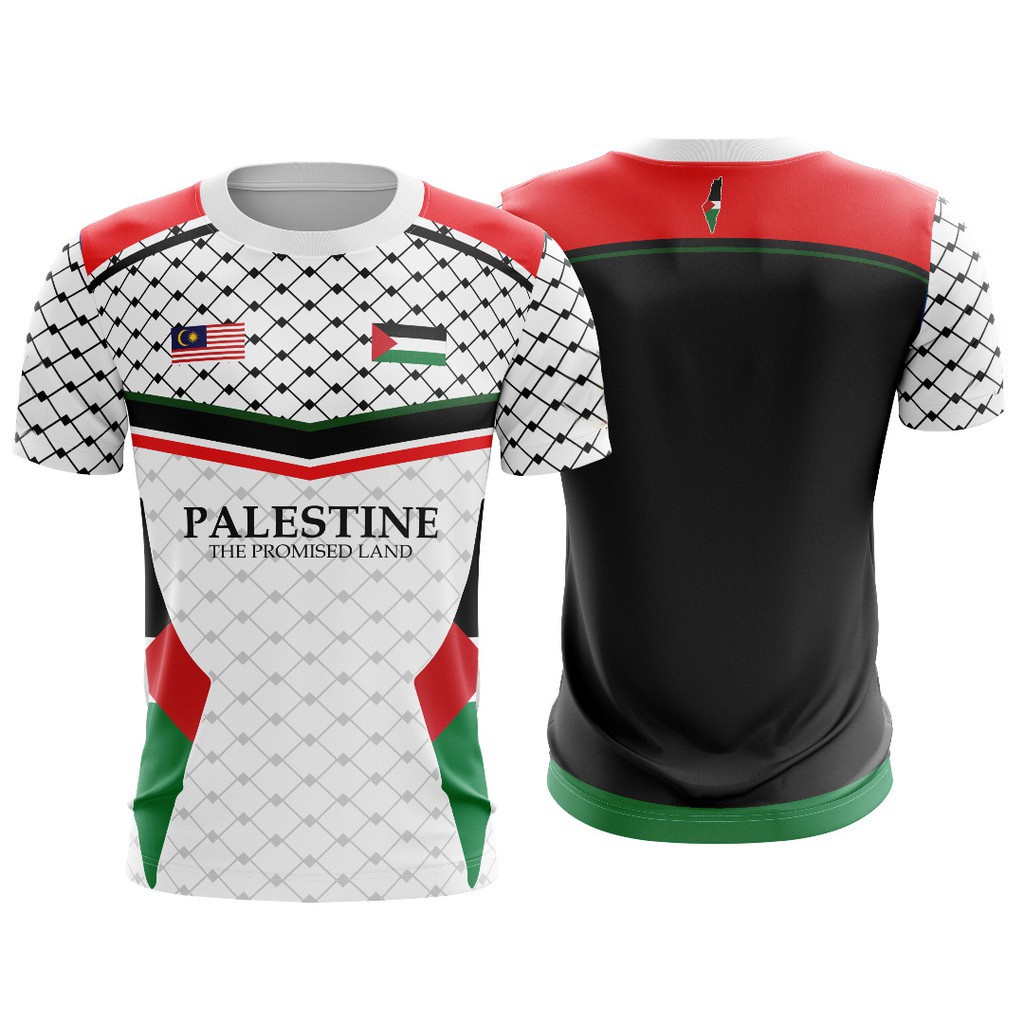 เสื้อกีฬาแขนสั้น ลายทีมชาติปาเลสไตน์ Palestine X MALAYSIA We Are Palestine Free 2024