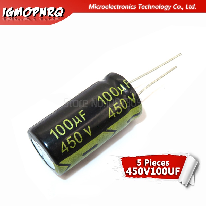 ตัวเก็บประจุไฟฟ้า 450V100UF 18*30 100UF 450V 18*35 5 ชิ้น