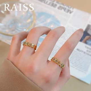 แหวนเหล็กไทเทเนียม ทอง 18k ประดับเพชร ทรงกลม สไตล์เกาหลี สําหรับผู้หญิง และผู้ชาย