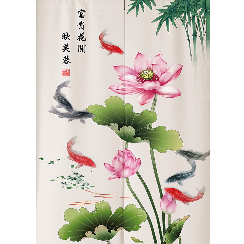 แนะนำ ผ้าม่าน ผ้าม่าน ลายเก้าปลา ดอกบัว สไตล์จีน สําหรับแขวนตกแต่งประตู ทางเข้า ห้องนอน ห้องน้ํา ราคาพิเศษ มีเก็บเงินปลายทาง