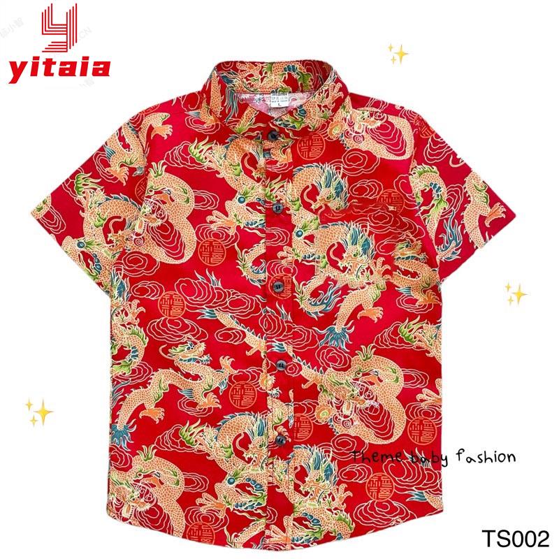 Yitaia เสื้อเชิ้ตผู้ใหญ่ลายตรุษจีนใหม่