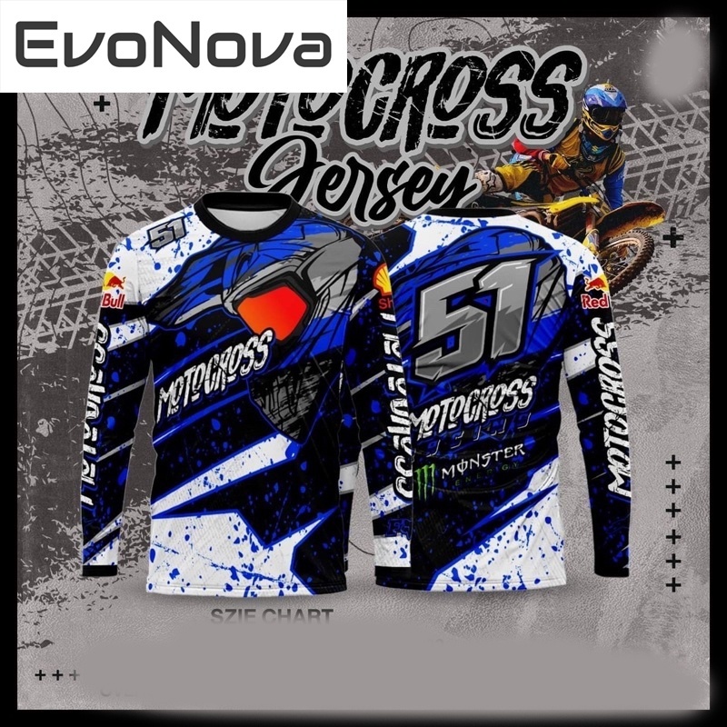 EvoNova เสื้อแขนยาวพิมพ์ลาย MOTO