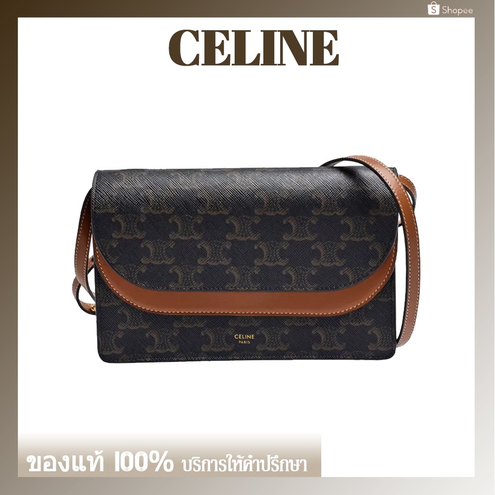 กระเป๋า CELINE แท้ CELINE Triomphe Canvas Wallet กระเป๋าสะพาย