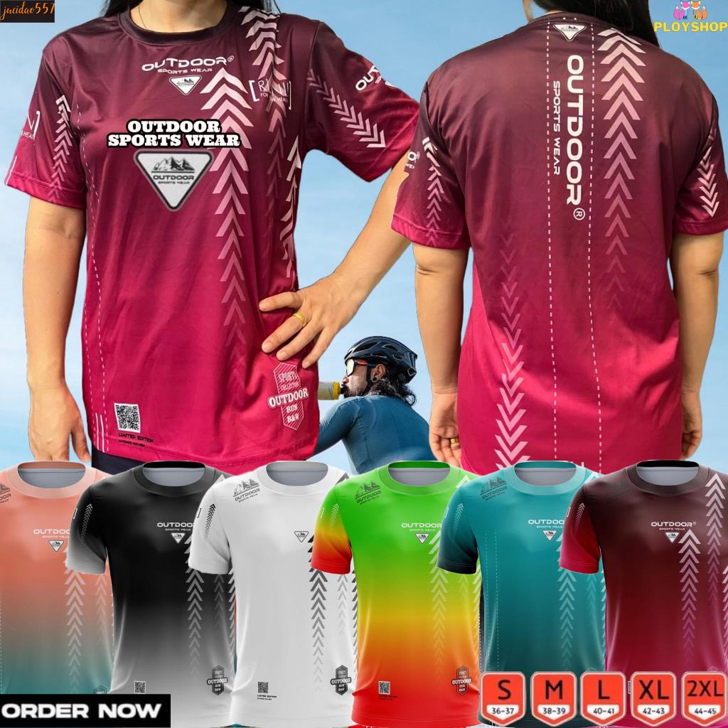 Jucidao557 เสื้อกีฬาคอกลมsport OUTDOOR  ใส่วิ่ง เบาสบายระบายอากาศพิมพ์ลายทั้งตัว ผู้ชาย ผู้หญิง ผ้าไมโคร