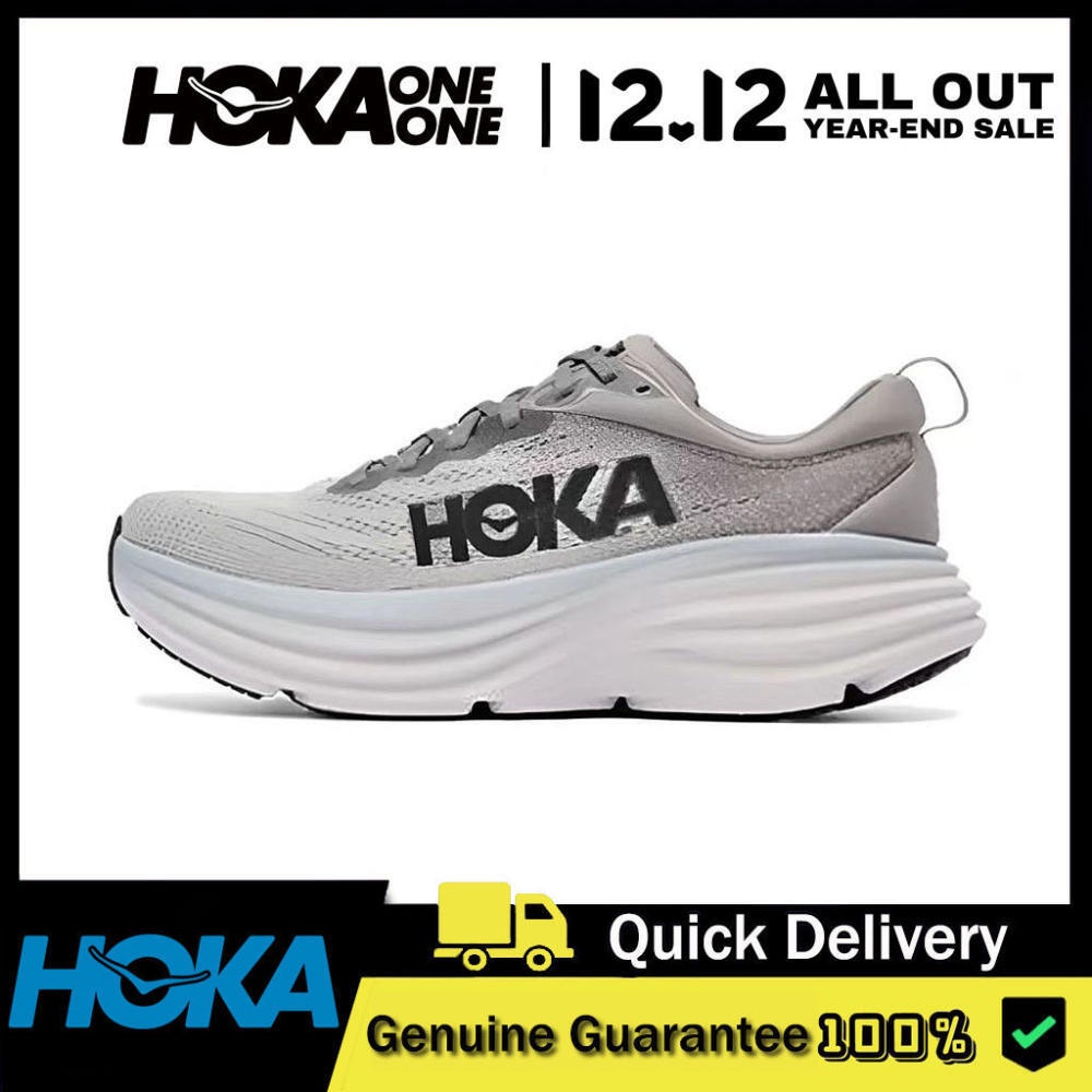 【100% Authentic】HOKA ONE ONE BONDI 8 4E GREY Sneakers Unisex Running Shoes 1123202-SHMS