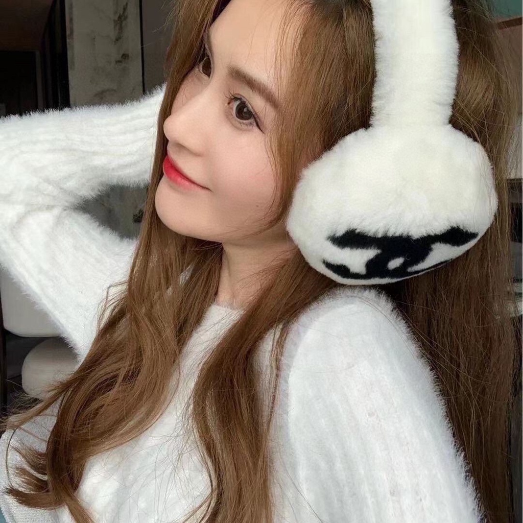 ที่ปิดหูกระต่าย ขนนิ่ม อบอุ่นมาก แฟชั่น สีดํา สีขาว ที่ปิดหูน่ารัก