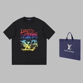 เสื้อยืดแขนสั้น พิมพ์ลาย Louis Vuitto แฟชั่นสําหรับผู้ชาย และผู้หญิง