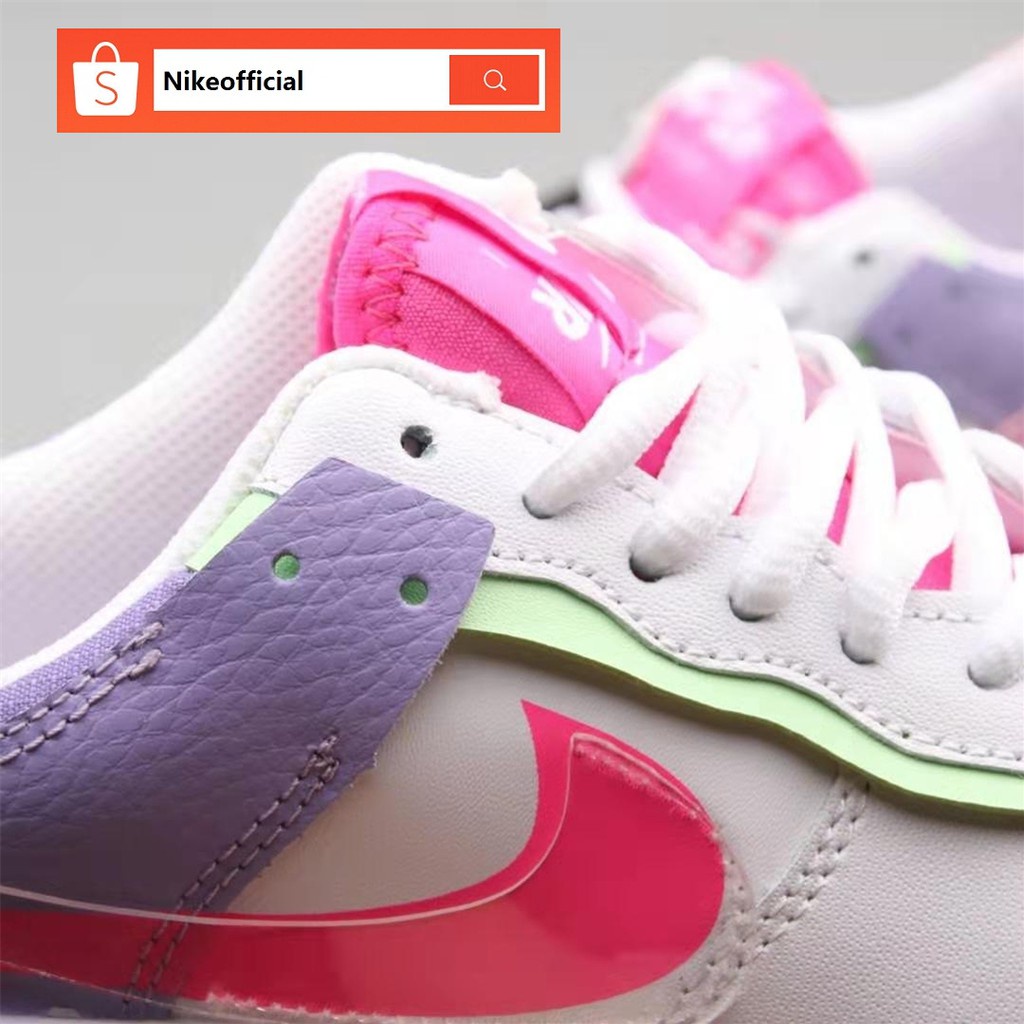 Nike Air Force 1 Low Pink/Purple Air Cushion ผ้าใบลำลองสำหรับผู้หญิง 100% รองเท้า new